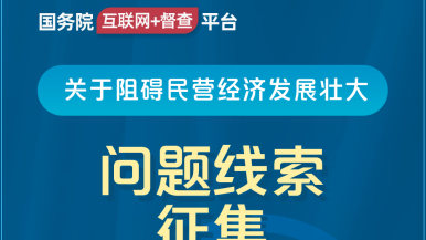 操逼一一网址国务院“互联网+督查”平台公开征集阻碍民营经济发展壮大问题线索